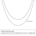 Silver double layer stainless steel chain necklace with minimalist 1mm link design - Silver