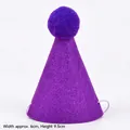 Mini purple pet party hat for dogs and cats with pom-pom top and elastic strap - Felt Pom Pom Hat / Purple