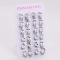 Detail-Set aus 12 Paar silbernen Herz- und U-förmigen Creolen aus Edelstahl - 12 Paar Herz Gemischt (5590222221580) / Stahlfarbe (15*16mm)