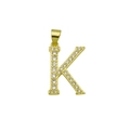 Détail d'un pendentif lettre K plaqué or 18 carats avec pavage de zircons scintillants - Lettre K (Pendentif uniquement)