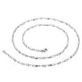 Collier minimaliste en acier inoxydable argenté avec perles et fermoir mousqueton poli - Style perle d'olive (KN14201-Z) / 45cm