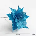 Sparkly blue artificial poinsettia Christmas flower decor, 27cm glitter floral ornament - 27cm Diameter / Blue