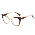 Stylish cat-eye glasses frame featuring a trendy brown gradient finish for women - Gradient Tea