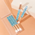 6-piece portable nasal cleaning brush set with blue glitter handles and storage case - Blue Transparent Liquid Sand