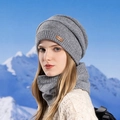 Ensemble bonnet en tricot et cache-col d'hiver gris chiné pour femmes - Gris clair