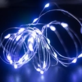 Kaltweiße LED-Kupferdraht-Lichterkette mit transparentem Kabel für Geschenke - CR2032 Dauerlicht 1M 10LED / Kaltweiß