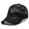 Men's black breathable mesh baseball cap with TRADITIONS DY print for summer sports - One Size(Adjustable) / Black