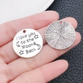 Silberner runder Anhänger mit Mond-Gravur und Text für DIY-Schmuck-Accessoires - Antiksilber Iloveyou Buchstabenanhänger (8322)