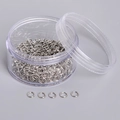 Silver DIY jump rings for jewelry making stored in a clear round plastic organizer box - 0.8x6mm White K Jump Rings 400pcs