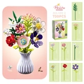 DIY flower bouquet building blocks set with 730 pieces and a white geometric vase - Sunflower Rose Lily Style (109-2)