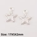 Beaded hollow silver star charm pendant in 17x15x2mm size for DIY jewelry making - XK1715#