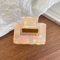 Iridescent rectangular acetate hair claw clip with pink and golden pearlescent finish - Yellow