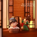 Traditional Chinese style resin figurine set featuring ancient girl and boy in wood tub - Bath Ornament (1188-8G)