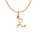 Rose gold snake chain necklace with letter R pendant and a small heart detail - Letter R / Rose Gold