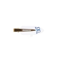 Elegant gold hair clip with blue rhinestone butterfly pattern and white acrylic base - Blue Butterfly