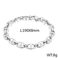 Silver stainless steel chain bracelet with anchor links and lobster clasp, 190x8mm size - 8mm Width / 19cm Steel Color (KB160610-Z)