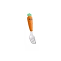 Single piece orange carrot-shaped fork with stainless steel head and plastic handle - Fork