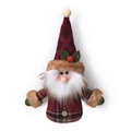 Gnomo di Natale in peluche con motivo scozzese rosso e lunga barba bianca da appendere - Babbo Natale