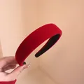 Retro style red velvet padded headband with high-density sponge for hair volume - Red Velvet