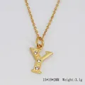 Collier en acier inoxydable plaqué or 18 carats avec pendentif lettre Y en cristal - Lettre Y