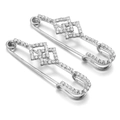 Sparkling crystal zircon U-shaped pin brooches in silver finish for clothing - 16# Silver Full Diamond Geometric 5.7*1.3cm