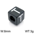 DIY black stainless steel cube bead with letter T for personalized jewelry making - Letter T Black (KLJ1185-Z)