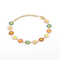 18K gold-plated stainless steel bracelet featuring colorful daisy flower charms - Multicolor Bracelet 1