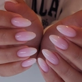 Classic French ombre pink press-on nails with a glossy finish and oval long shape - Pink Gradient Style (With 1g Glue)