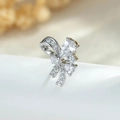 Elegant bow-shaped screw back stud earring with sparkling cubic zirconia in silver finish - Butterfly Knot (Single Piece) (A1102)