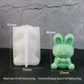 Detailed view of 3D rabbit silicone mold with mint green finished product specifications - Bow Rabbit
