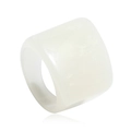 Macro view of white resin ring showing translucent pearlescent texture and thick minimalist band - One Size / White