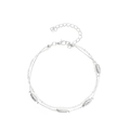 Cavigliera bohémien argento a doppio strato con perline etniche e chiusura a moschettone - Stile A Doppio Strato Con Perla Ovale (10229) / Perla Ovale Argento Lucido