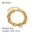 Bracciale a catena spessa dorata in acciaio inossidabile con anelli incisi lungo 22cm - Maglie Tonde Intagliate Texturizzate (NB-B1021-G)