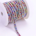 Colorful AB rhinestone claw chain with silver metal base on white plastic spool - 1 Yard/Pack / Silver Base White+Mixed Color