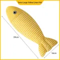 Extra großes 39cm Katzenminze-Fischspielzeug aus gelbem Sackleinen mit Wellenmuster - Extra Groß 39cm / Gelb