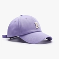 Purple cotton baseball cap with vintage white chenille letter R patch and soft top - Mauve