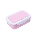 Rectangular pink and white microwaveable plastic bento box with secure side clips - Pink [Solid Color Lid]