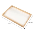 Bamboo jewelry display tray for necklaces and bracelets with 35cm x 24.5cm dimensions - Bamboo Wood Necklace Tray - White PU Leather