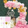 129 PCS pink balloon arch kit with gold confetti for gender reveal party decorations - Style 12