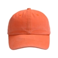 Close-up of orange washed cotton baseball cap showing detailed six-panel stitching texture - Orange