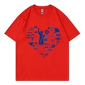 T-shirt en coton rouge avec motif graphique de cœur aigle USA bleu marine sur le devant - Rouge