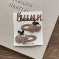 Brown plush cherry hair clips with small pearls and a black bow for little girls - Light Coffee Cherry Snap Clip