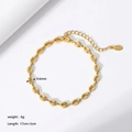 Dettaglio catena a maglie O placcata oro 18K con larghezza 4,6mm e targhetta incisa - Bracciale a Forma di Chicco di Caffè (YYB023100)