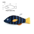 20cm blue striped plush fish catnip toy with size dimensions and yellow fins - Blue Tiger-striped Bream