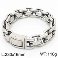 Bracelet à maillons en acier inoxydable argent vieilli pour homme, 230x16mm - 16mm de Large (KB166031-KJX) / Argent Antique