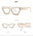 Beige geometric hexagonal eyeglass frames showing front and side views in detail - Beige Frame Clear Lens