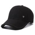 Classic black baseball cap for middle-aged men with a stylish metal shield M logo - Adjustable / Black