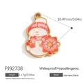 Pink and white snowman pendant in stainless steel with purple glitter snowflake detail - Purple Sequin Snowman (PJ92738)