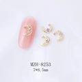 Golden moon nail art charms with white rhinestones, size 7x8.5mm, elegant manicure decor - Gold Hollow White Zircon Moon (8253)
