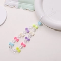 Colorful beaded phone strap with bow knots in pink, purple, blue and yellow - K1051 Rainbow Bow Transparent Beads Phone Chain